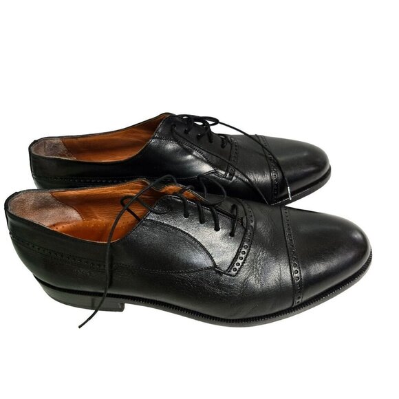 Florsheim Imperial Rome Cap Toe Black Leather Dress Shoes Size 10 - Picture 1 of 7